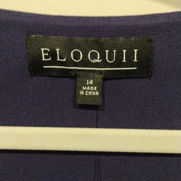 NWT Eloquii Navy Blue Tie Front Jersey Knit Maxi Dress w/Bell Sleeves Size 14 - Picture 2 of 10